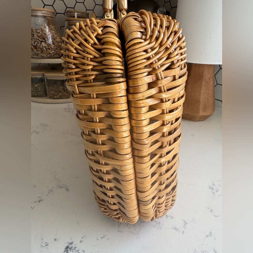 70s Vintage Rattan Basket Weaved Purse Basket MCM Hong Kong - Picture 8 of 10